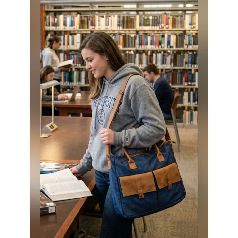 Denim look canvas bag/satchel